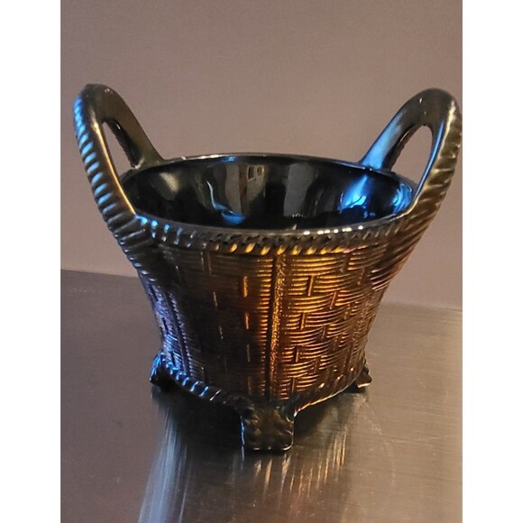 Gorgeous Northwoods Amythest Carnival Glass Basket - Picture 2 of 7